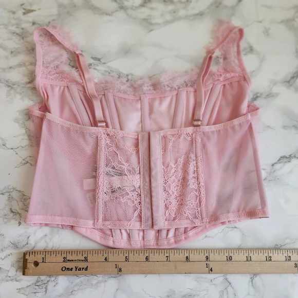 Victoria's Secret Lace Pink Corset Top and Bikini Panty | Thong Panty M - Picture 5 of 13